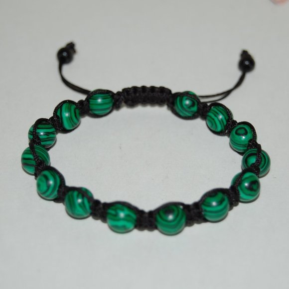 Green Bracelet,Green Drawstring Beaded Shamballa Bracelet,Good Luck Bracelet - Picture 3 of 3